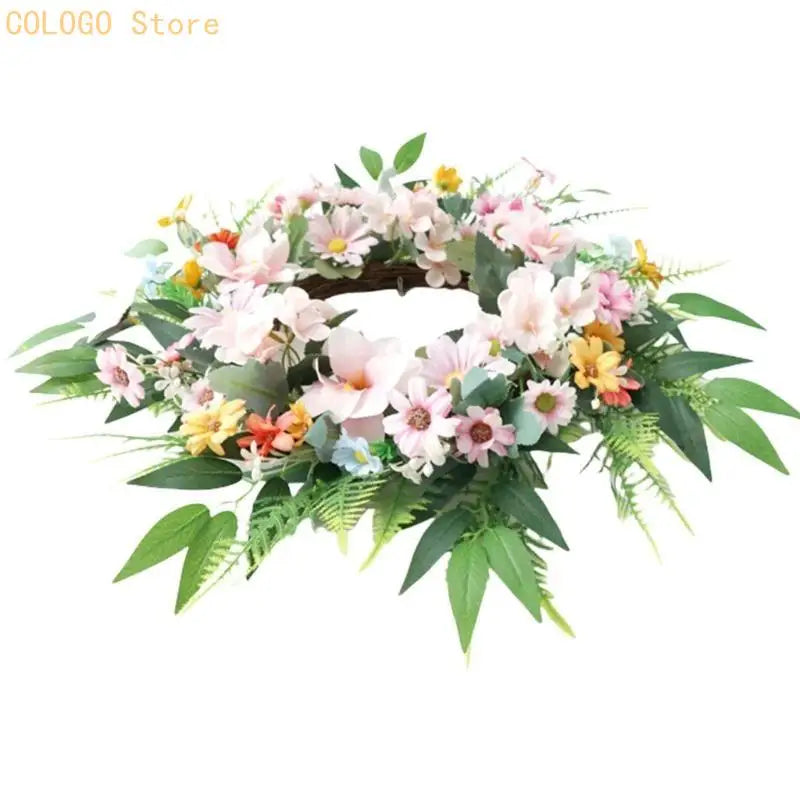 Artificial Flower Wreath Spring Decoration Front Door Farmhouses Qme