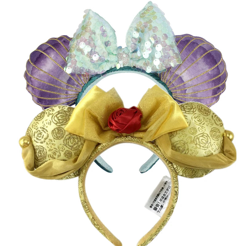 Mermaid Mouse Ears Headbands Bow Glitter Princess Party Decoration Cosplay Hair Accessories Hairband for girl Women Adults Qme Headband 2