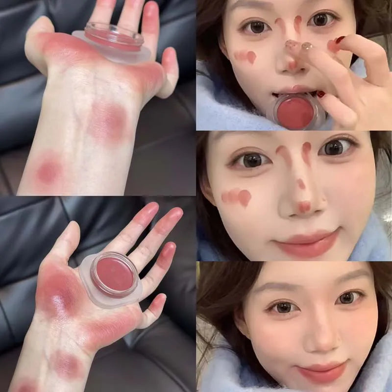 Monochrome Powder Blusher Cream Brightening Whitening Purple Lip and Cheek Dual-use Matte Natural Rouge Blush Tint Palette Qme 02