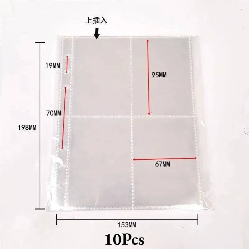 10sheets A5 Loose-leaf PP Transparent Pull-in Inner Page 6 Holes File Qme 6holes 4grids10pcs