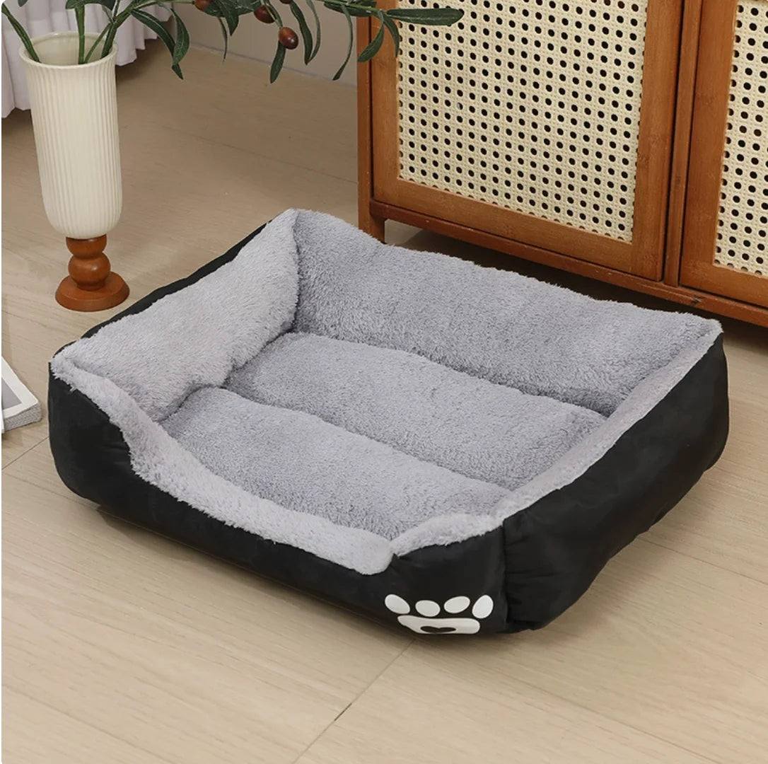 Soft Square Large Dog Sofa Elastic Dog House Cushion Winter Warm Medium Dog Bed Washable Cat Kennel House Accessories Qme black XL-70x55cm