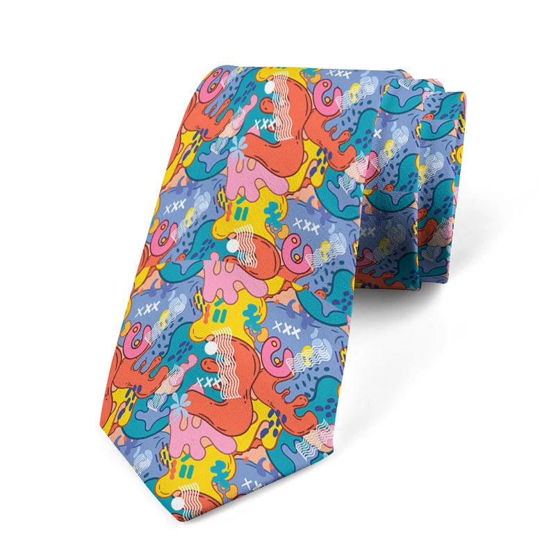 Funny Graffiti Printing Men's Tie Fashion Casual Street Novelty Qme style4