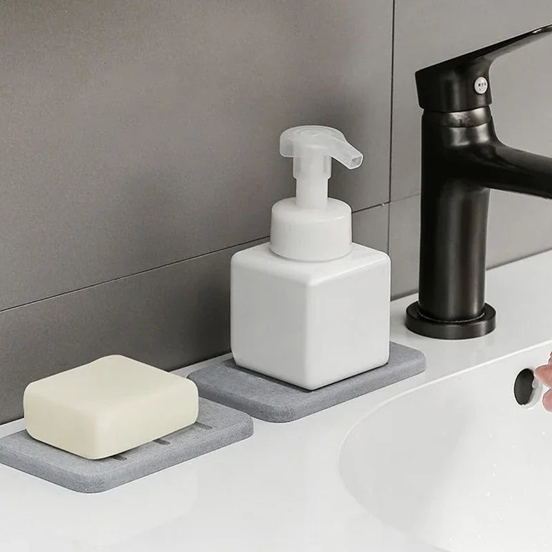 Diatom Mud Soap Dish Quick-Dry Pad Bathroom Countertop Soap Toiletries Absorbent Mat Rectangular Soap Holder Bathroom Supplies Qme