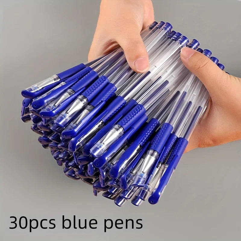 Multi-color Gel Ink Pens0.5mm Fine Point Smooth Writing Pens Black Red Blue Ink Non-slip Grip Office Stationery Pen Qme Blue 30pcs