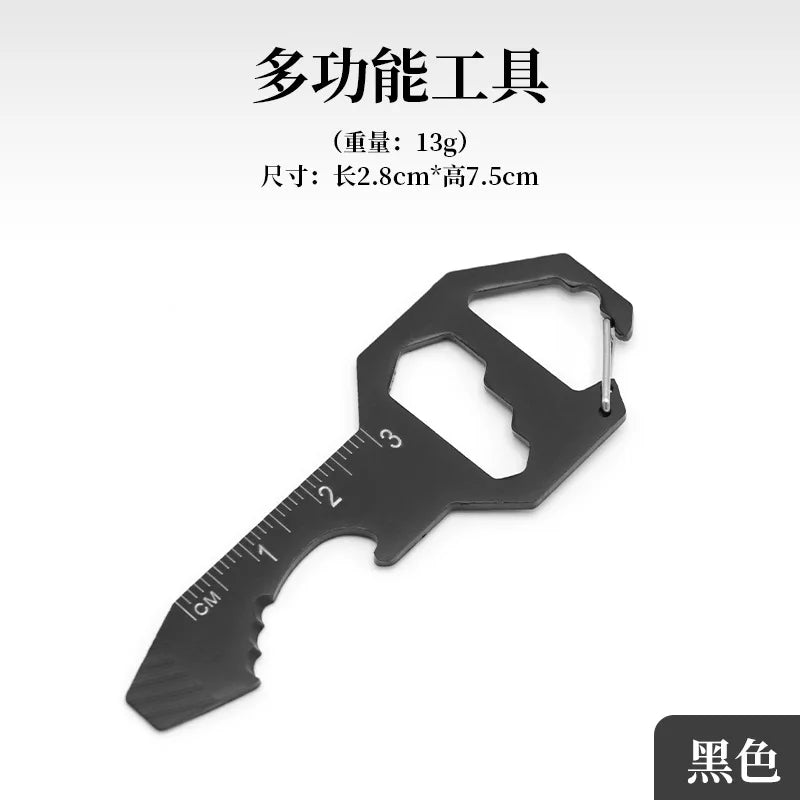 Cassette EDC Tool Card Multifunctional Keychain Bottle Opener Hexagon Qme black