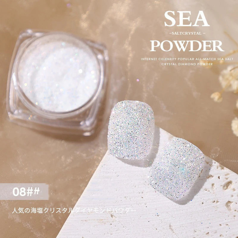 Aurora Sea Salt Crystal Diamond Nail Glitter 12 Colors Super Shiny Sugar Powder Nail Art Decoration Qme