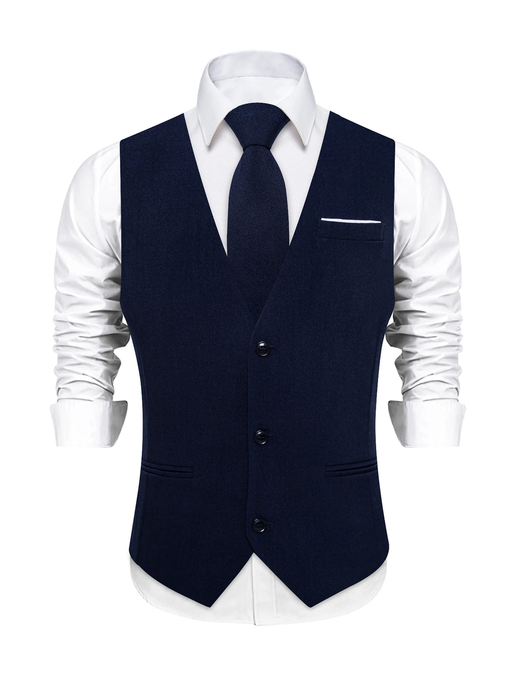Men's Solid Formal Suit Vest – V-Neck Waistcoat with Adjustable Back Belt, Perfect for Weddings, Business Casual Occasions Qme MJTZ0803 S