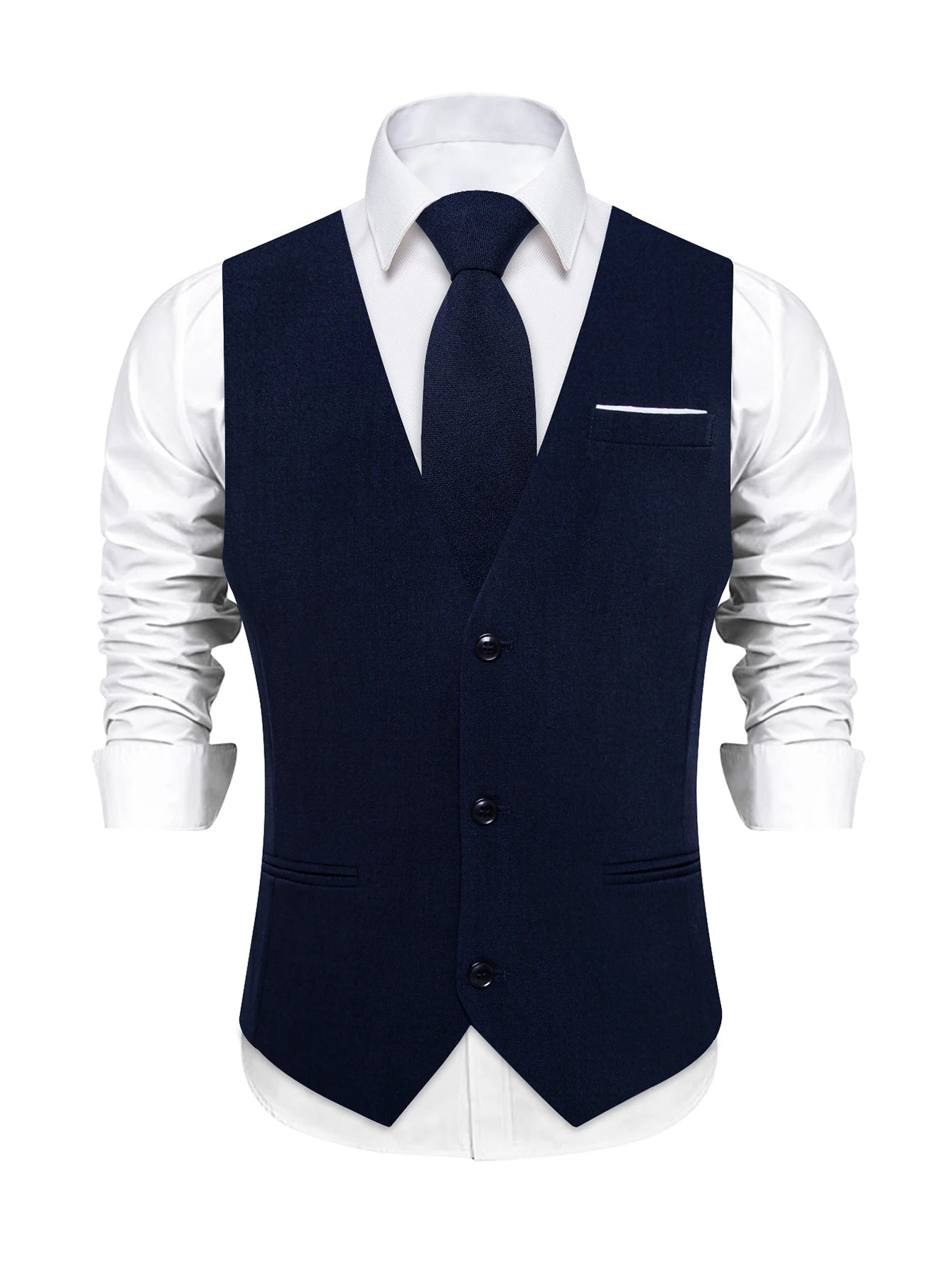 Men's Solid Formal Suit Vest – V-Neck Waistcoat with Adjustable Back Belt, Perfect for Weddings, Business Casual Occasions Qme MJTZ0803 S