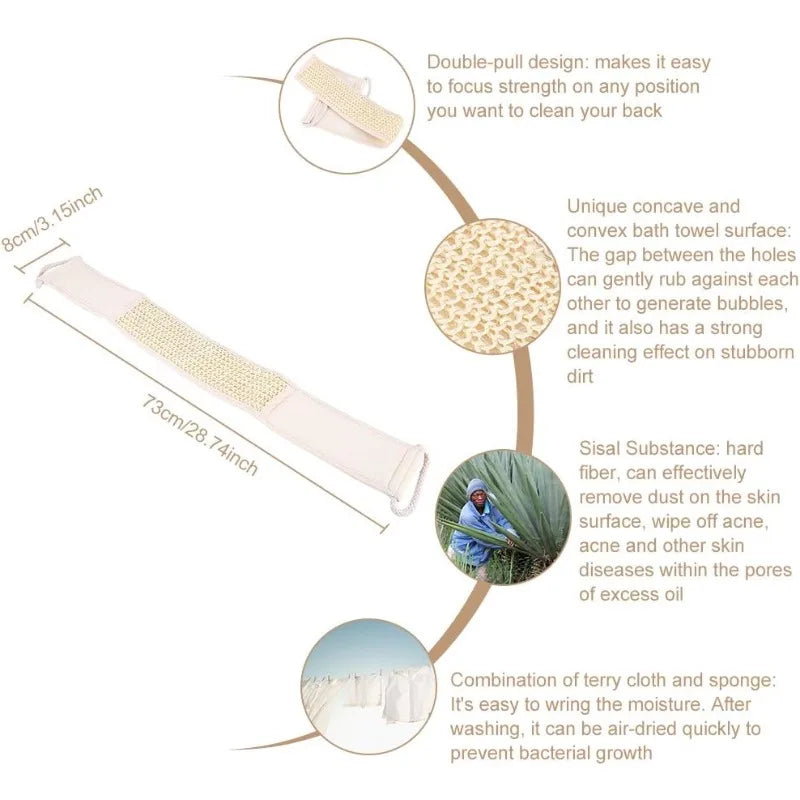 Exfoliating Back Strap Baths Shower Body Scrubber Brush Personal Qme