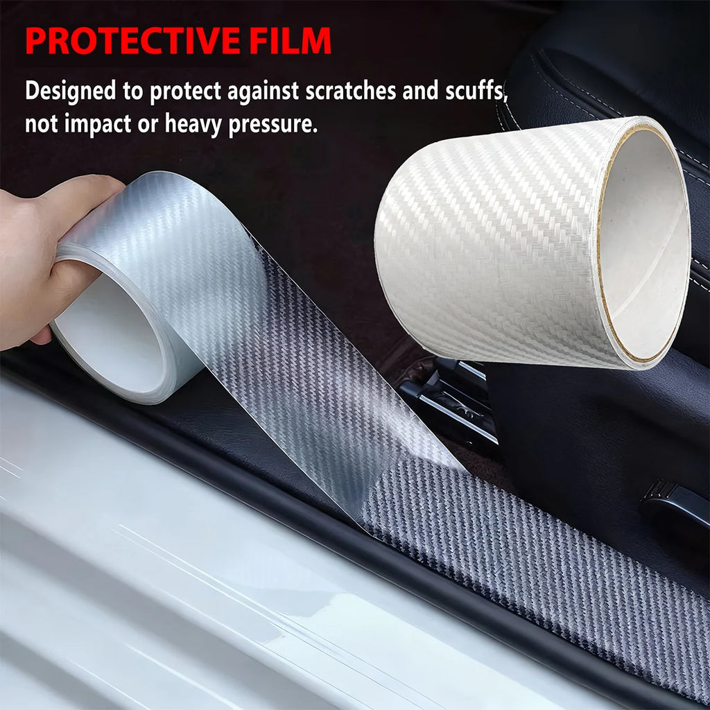 High Quality K5D Transparent Carbon Fiber Car Door Protector Stickers Anti Scratch Tape Auto Trunk Sill Scuff Protector Film Qme