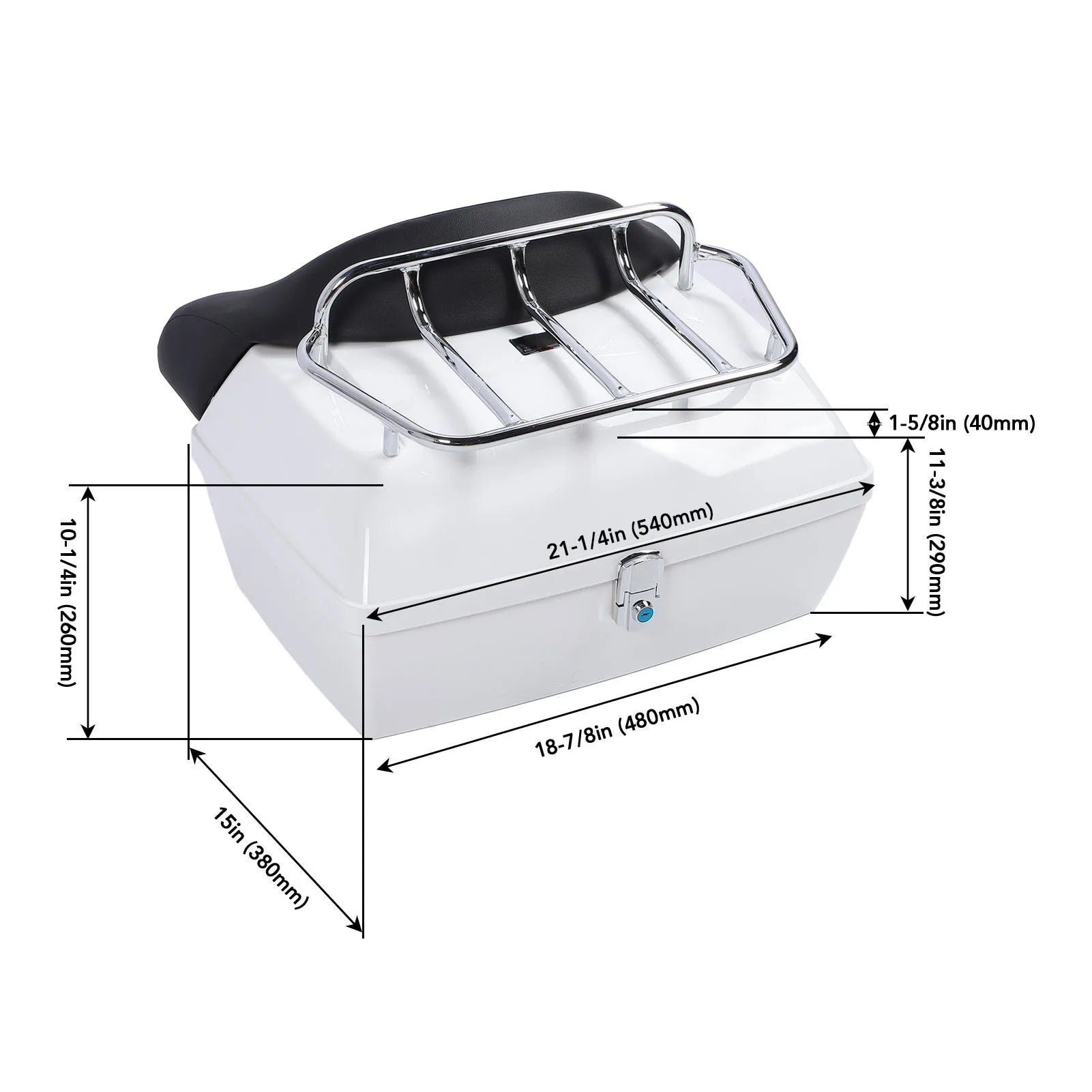 Motorcycle Rear Storage Box 48L ABS Luggage Case Quick Release Motorbike Tail Storage Box Waterproof and Shock Absorption Qme