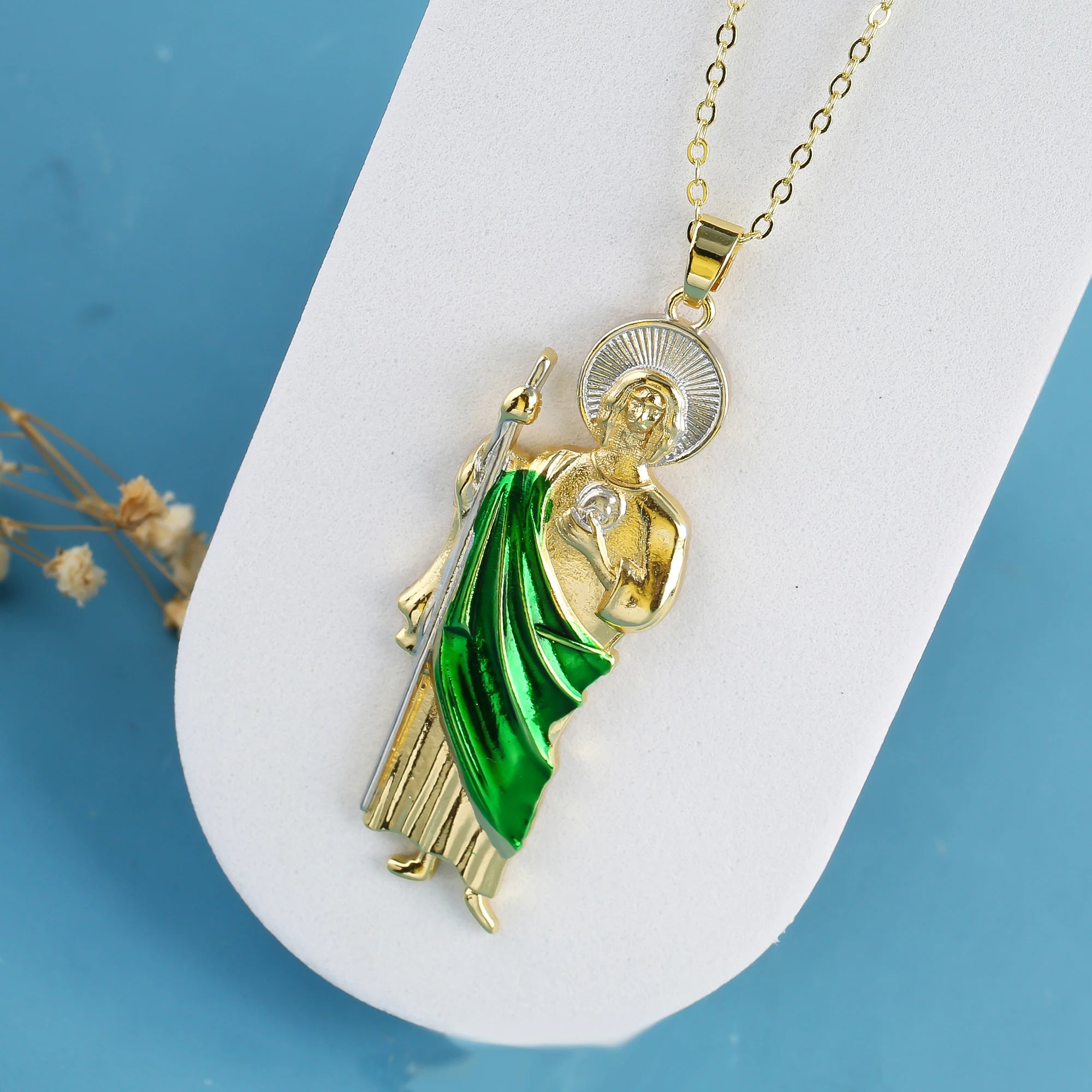Classic Simple San Judas Tadeo Pendant 14k Gold-plated Men's and Women's Necklace for Religious Daily Party Jewelry Gift Choice Qme 5