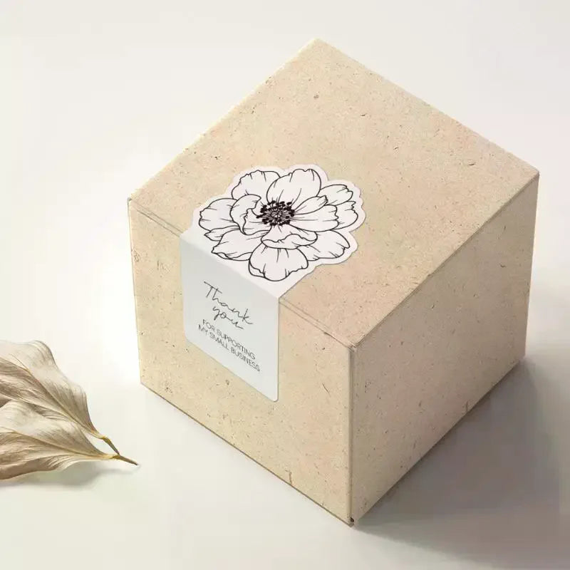 50pcs/pack Of Irregular Flower Rectangular Stickers For Small Business Gift Box Sealing Stickers Adhesive Packaging Stickers Qme