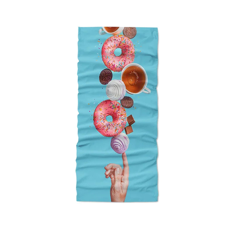 Food Donut Headscarf Fun Printing Women's Hijab Scarf Summer Neck Qme style9 One Size >8Y
