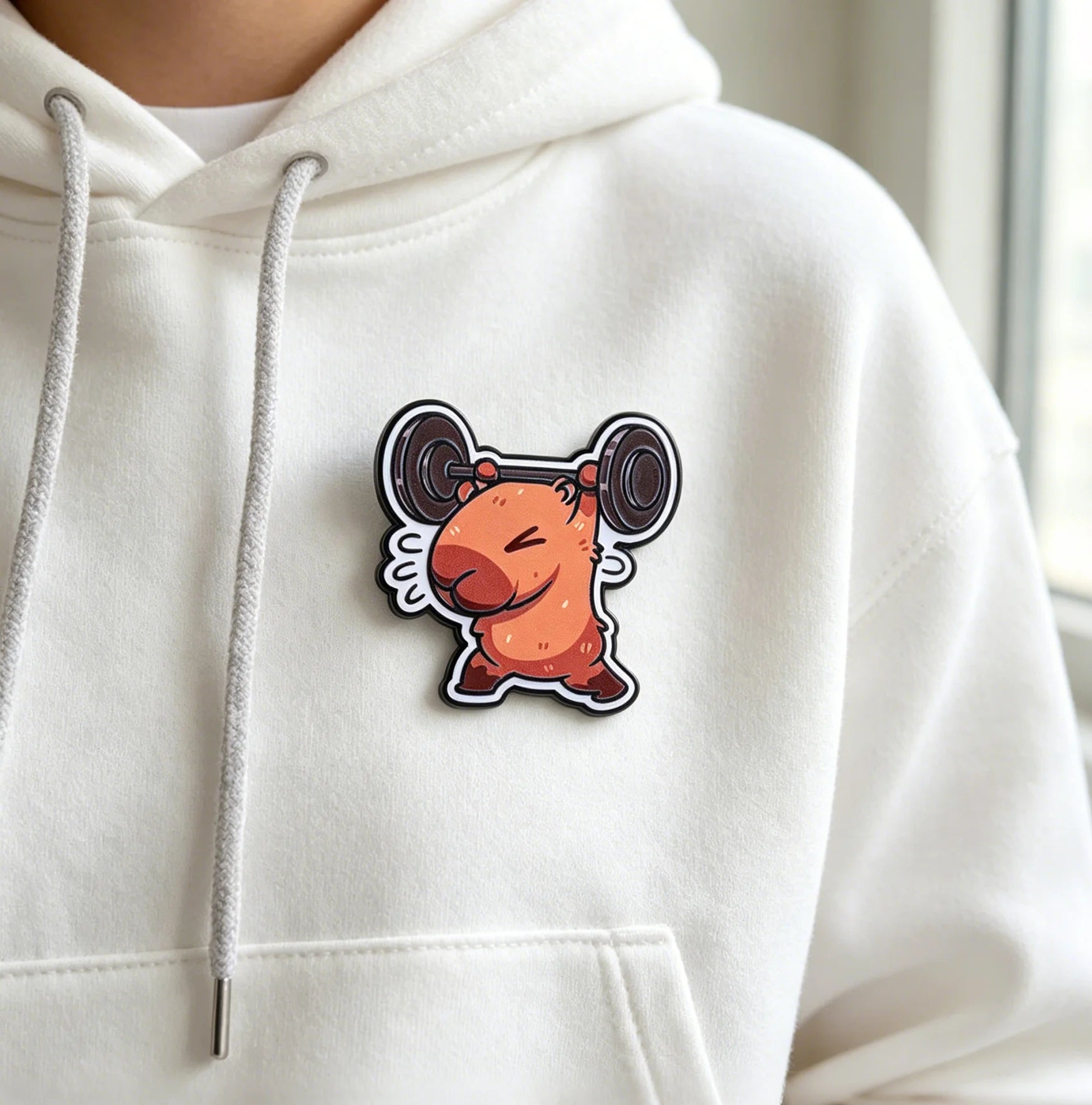 Funny Fitness Capybara Lifting Barbell Enamel Pin Cartoon Animal Lapel Badge Cute Brooch Jewelry Backpack Hat Decor Gift Qme