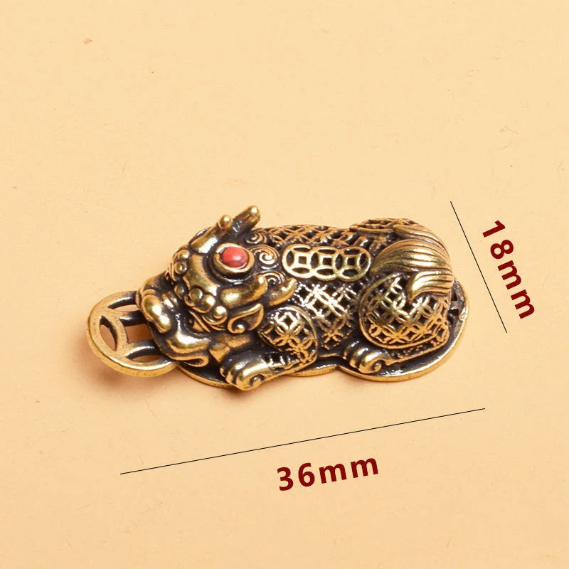 Animal Pixiu Coin Charms Pendant Statue Ornament Chinese Miniature Qme