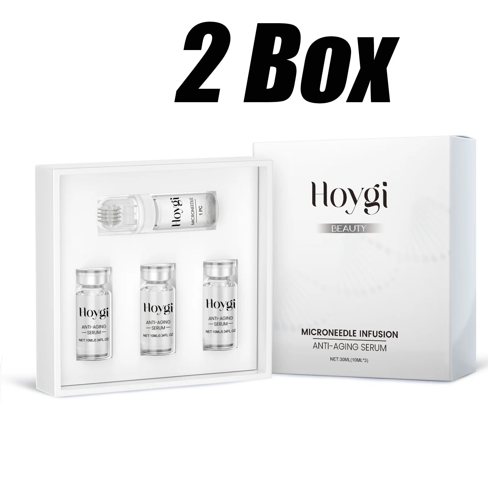 Hyaluronic Acid Essence Skin Care Roller Set Tightening Massage Facial Skin Smoothing Nourishing Improve Rough & Matte Skin Qme 2 Boxed