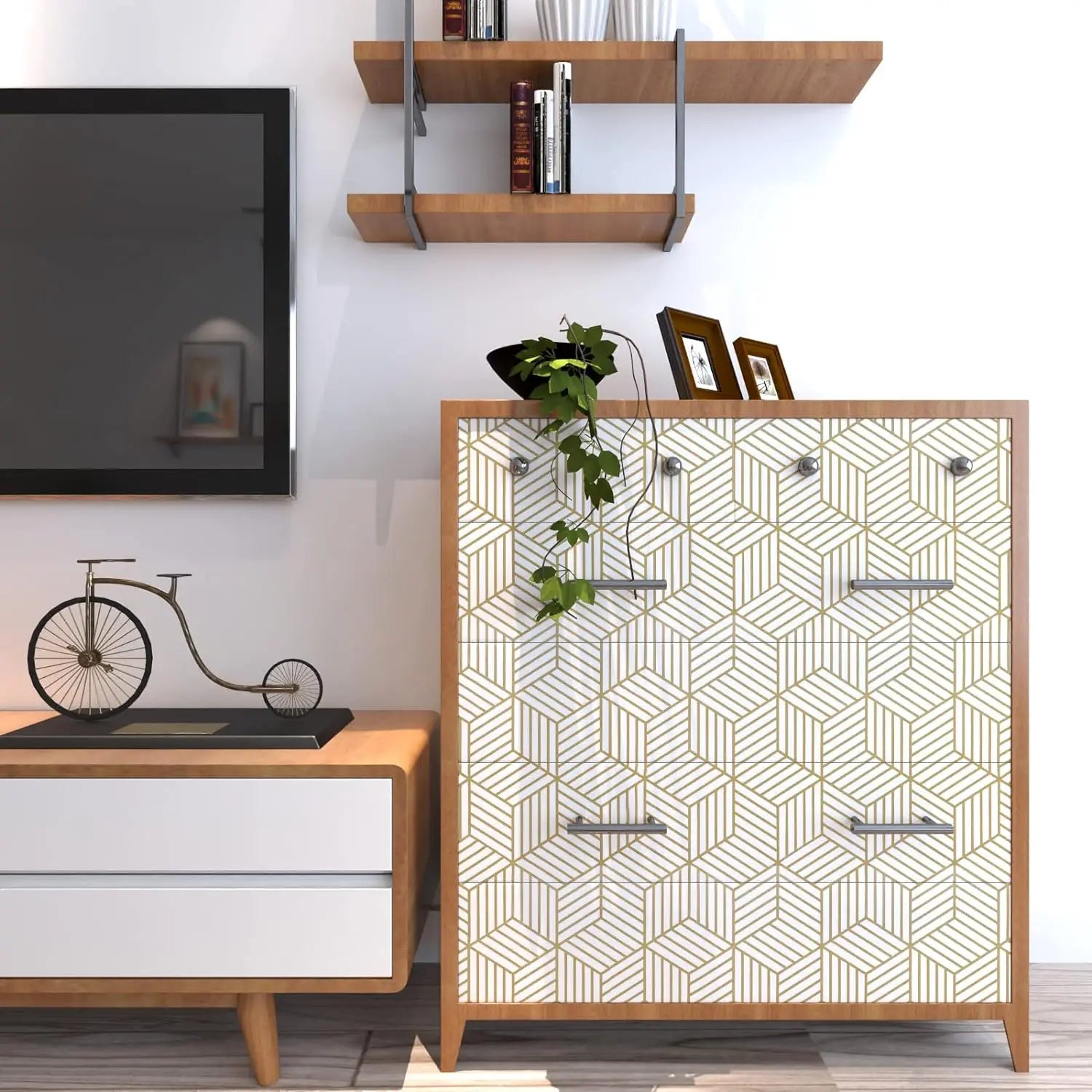 Geometric Hexagon Wallpaper Peel Stick Wallpapers Removable Self Qme