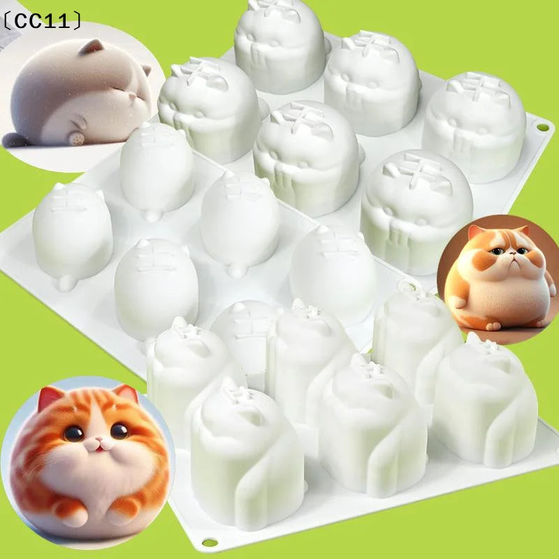 3D Lovely Cat Pudding Mousse Mould DIY Animal Mochi Dessert Chocolate Qme