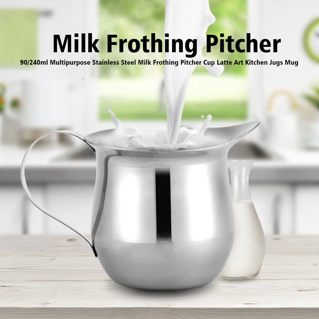 90/240ml Stainless Steel Milk Frothing Pitcher Cup Latte Art Coffee Jug Espresso Steaming Mug Barista Kitchen Tool Qme