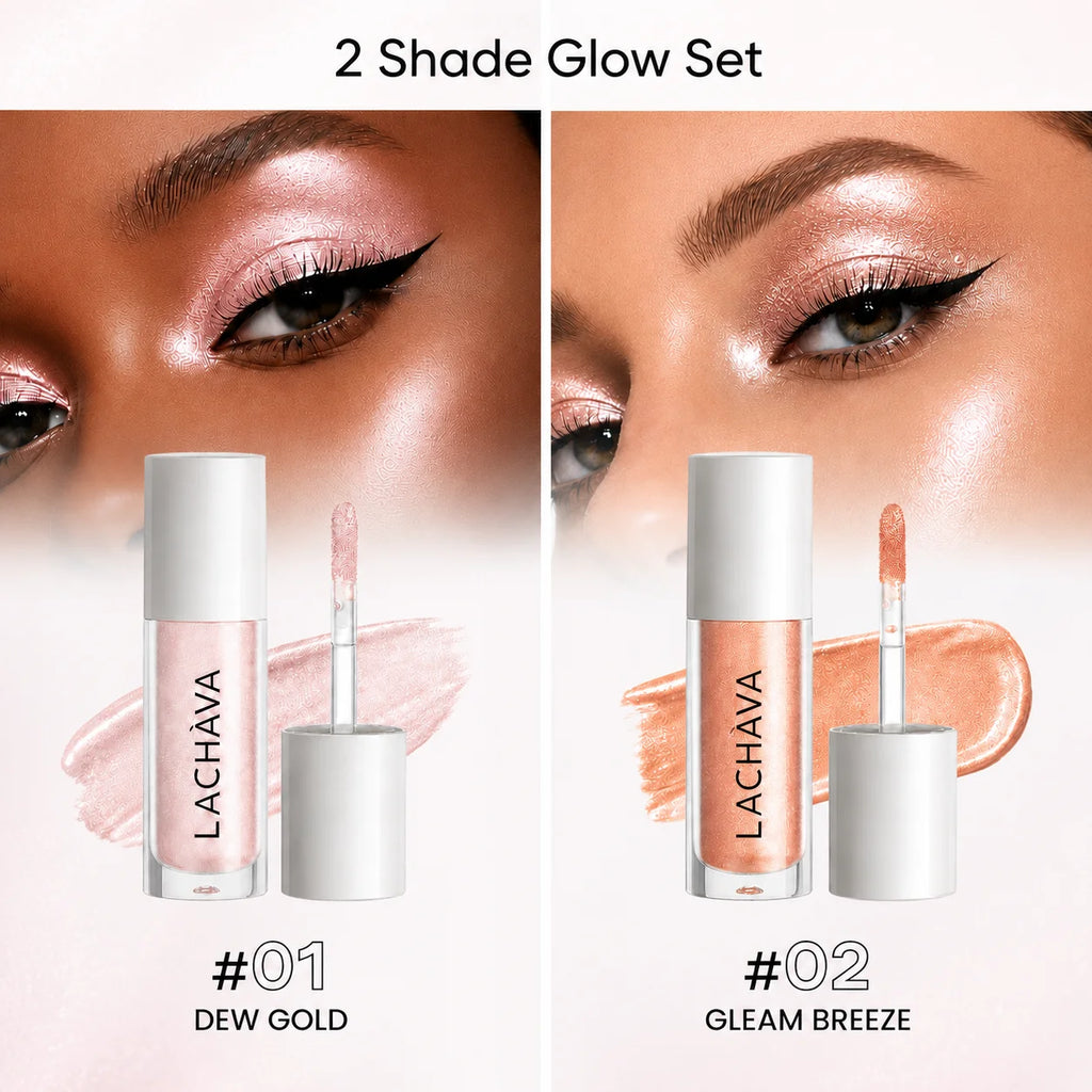 2-in-1 Glitter Shimmer Liquid Eyeshadow Highlighter Waterproof Long Qme 2pcs