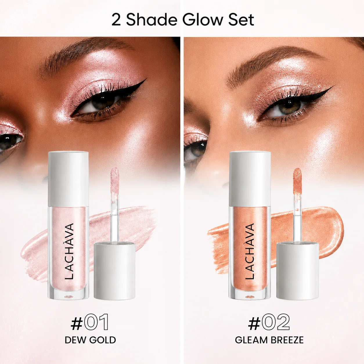 2-in-1 Glitter Shimmer Liquid Eyeshadow Highlighter Waterproof Long Qme 2pcs
