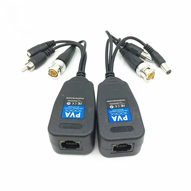 HD, 1 Pair, Double Twisted Pair Power Supply /video/ and Audio, TVI / CVI /AHD, Coaxial, RJ45 CCTV Balun, 3 and 1 Transmitter Qme