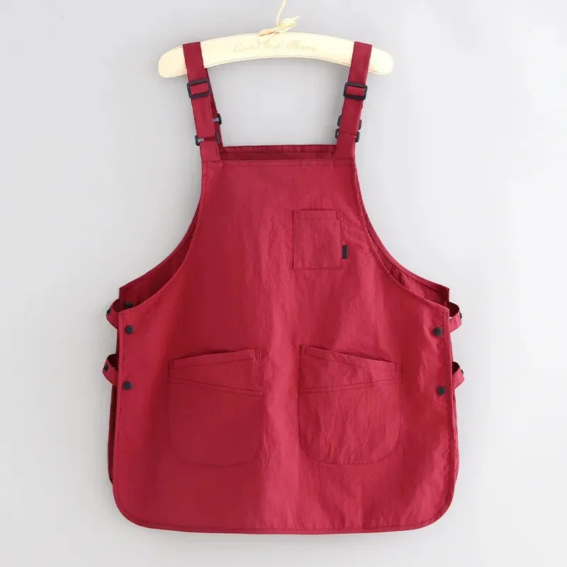 Adult Water-resistant Apron Household Kitchen Coffee Roasting Qme Red