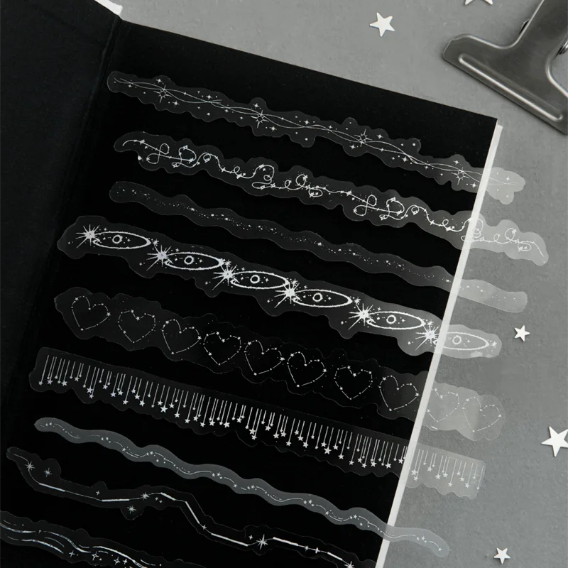 20 Sheets/Bag 3D Silver Foil PET Stickers Galaxy Stars for DIY Crafts Scrapbooking Journal Phone Case Decoration Qme
