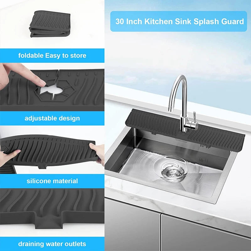 Silicone Sink Splash Guard Slope Upgraded Faucet Mat Gadgets-splash Qme