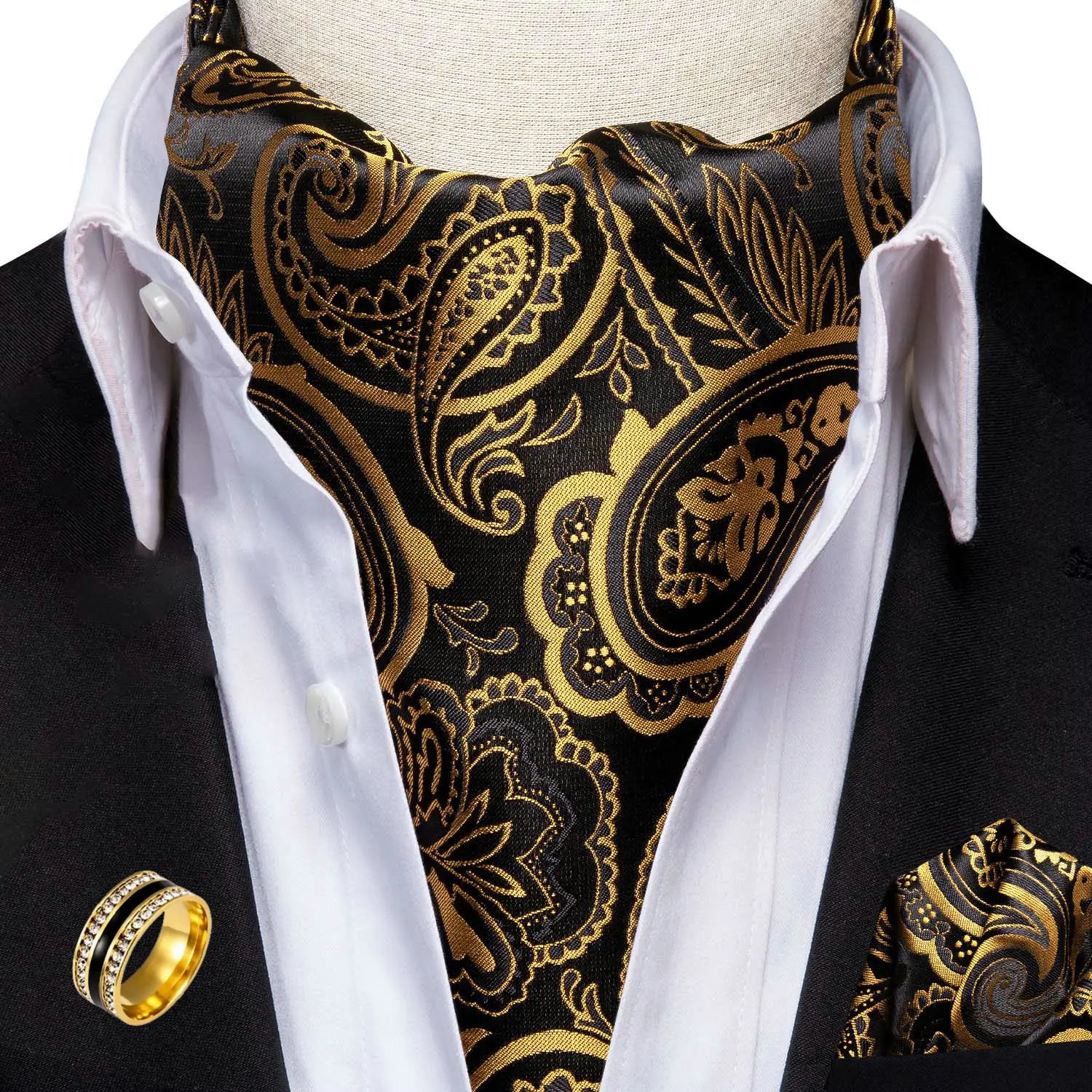 Ascot Tie Classic Cravat Pocket Square Decorative Ring Fashion Men's Qme AS-1058-JZ0020