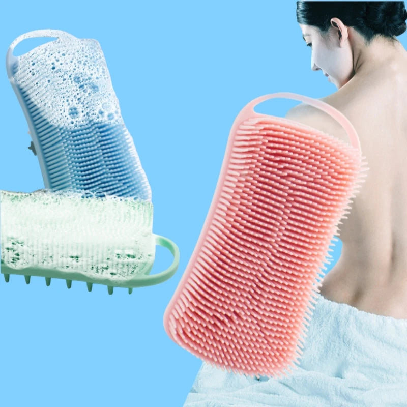 Double Sided Silicone Shower Brush 2 In 1 Exfoliating Body Brush Multi-Function Skin Cleaning Silicone Bath Brush Massage Brush Qme