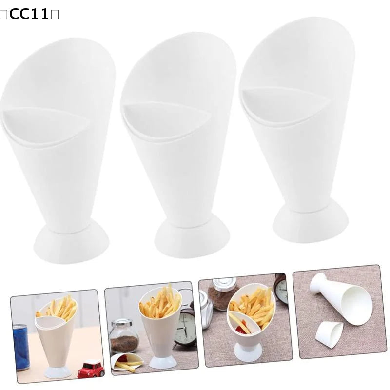 Fries Shelf Holder Assorted Sauce Chips Dip Snack Cone Stand Cup Two Qme