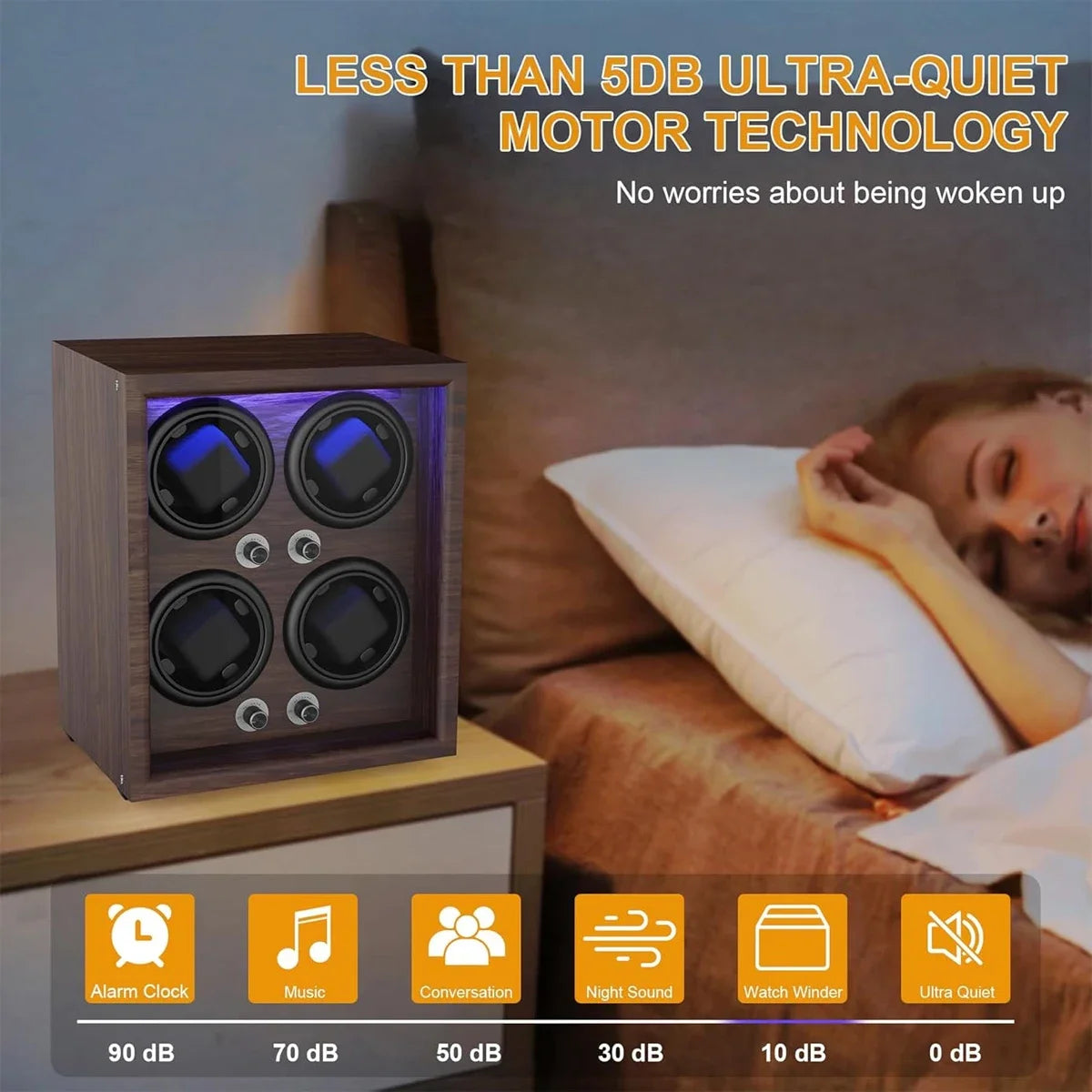 2 4 Slots Wood Watch Winder High-End Automatic Watche Box Mute Motor Watch Cabinet Clock Storage LED Jewelry Store DisplayBox Qme