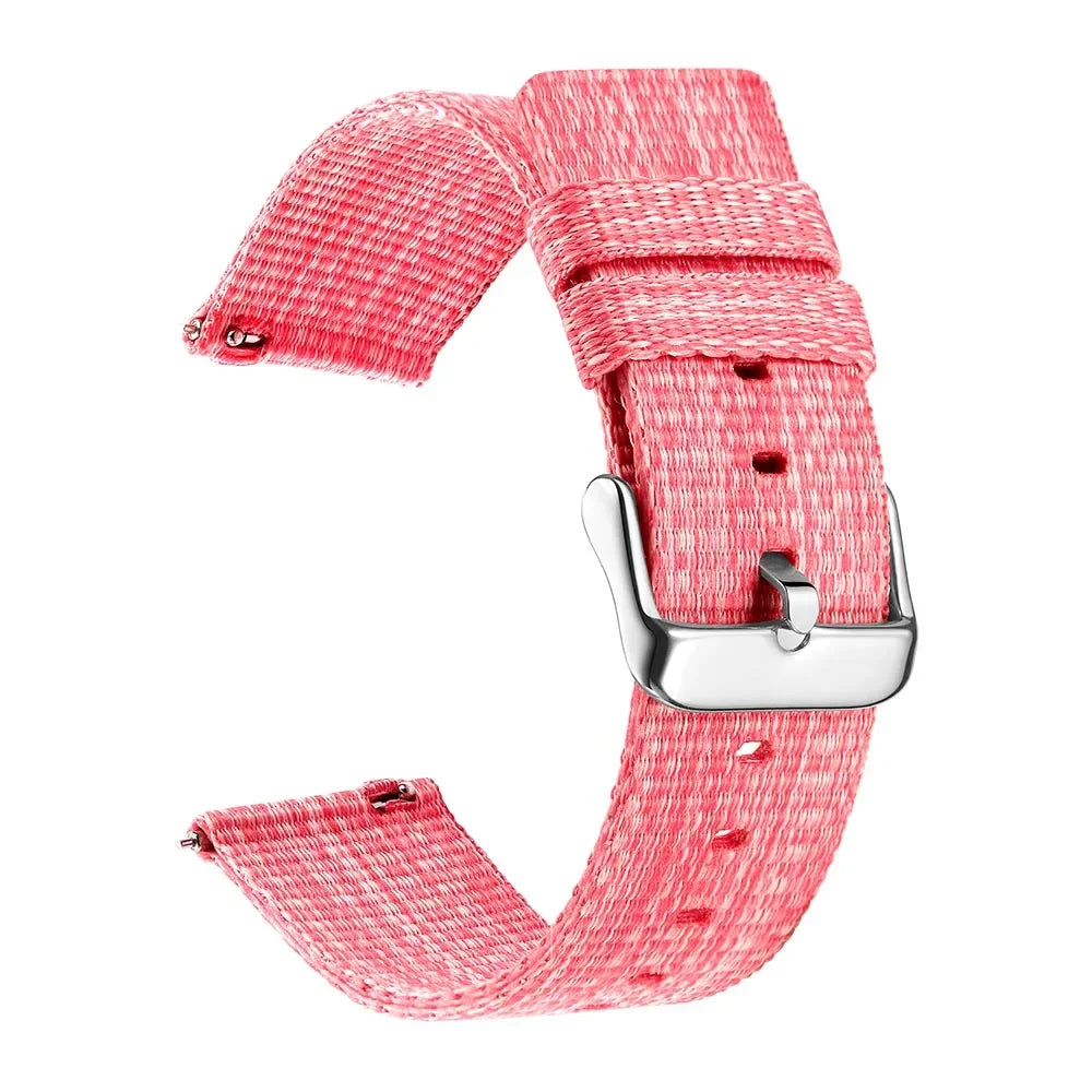 Nylon 18mm 20mm 22mm Watchband for Samsung Galaxy Watch 4 40mm 44mm Classic 42mm 46mm Gear S3 S2 Bracelet Strap For Amazfit Bip Qme Pink 24MM