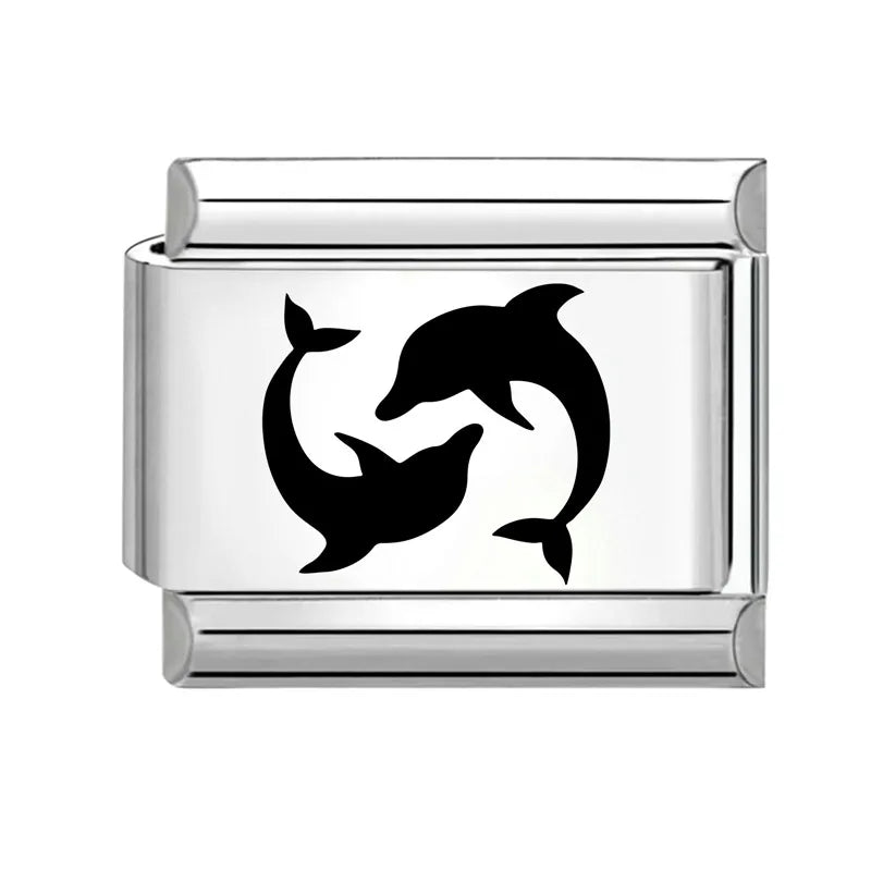 Wholesale Laser Engraving Cute Cats 666 999 Italian Charm Links Fit 9mm Stainless Steel Bracelet Women DIY Making DIY Gift Qme Style 15