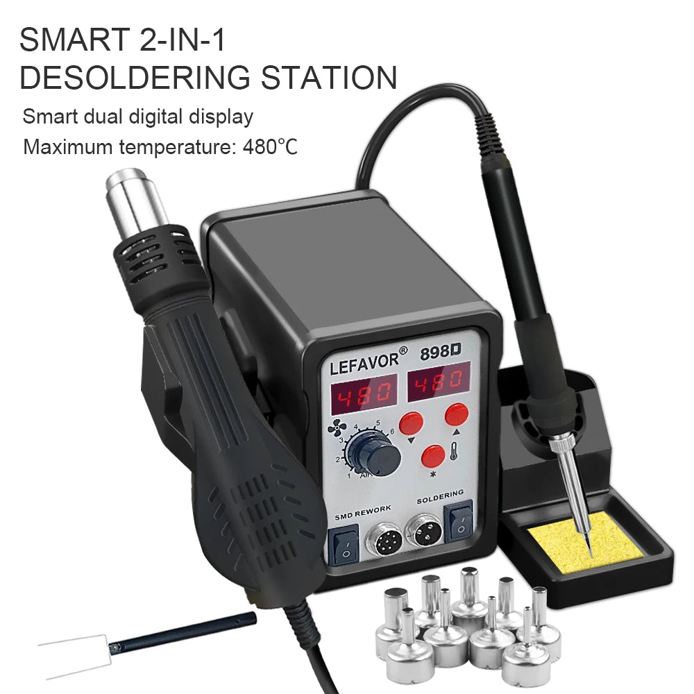 898D Soldering Stations 1 Air Gun Electric Iron Heat Rework Station Qme