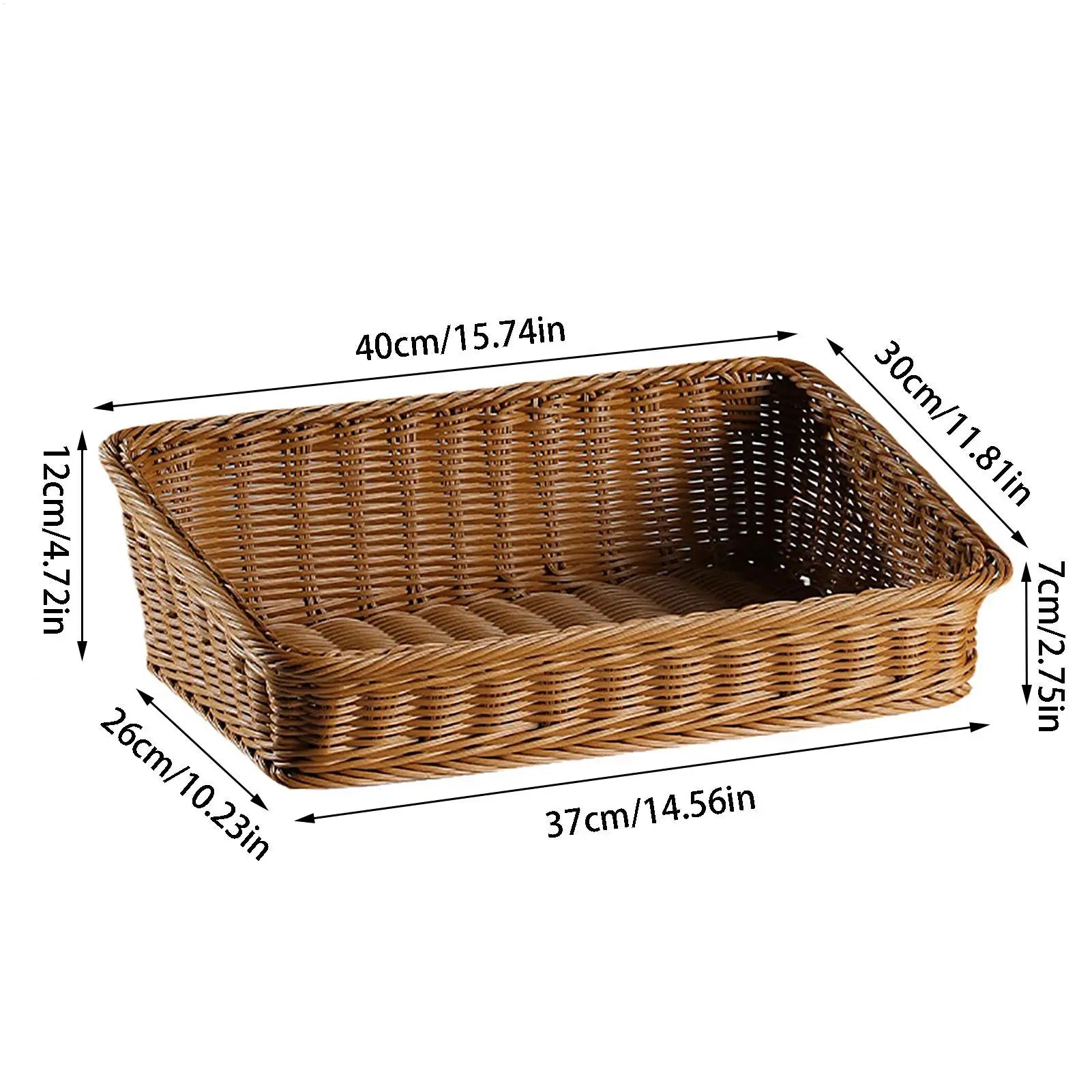 Hand-woven Storage Basket Rattan Tray Wicker Baskets Bread Fruit Food Qme