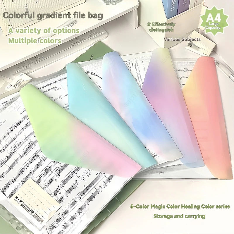 A4 PP File Bag, 3-hole D-ring Binder, Waterproof, Suitable for School, Office, Conference Supplies, Storage and Organization. Qme