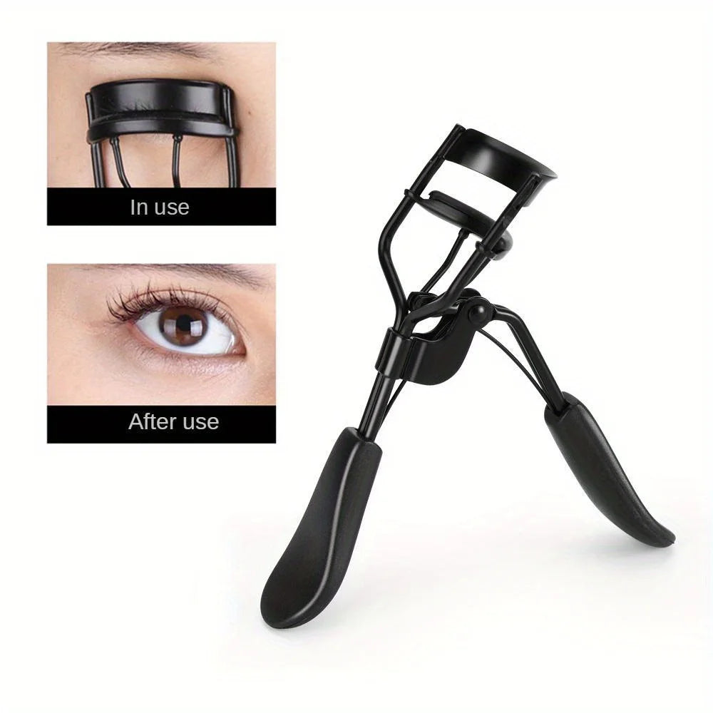 1 Portable Eyelash Curler Silicone Pad Stainless Steel Lashes Create Qme