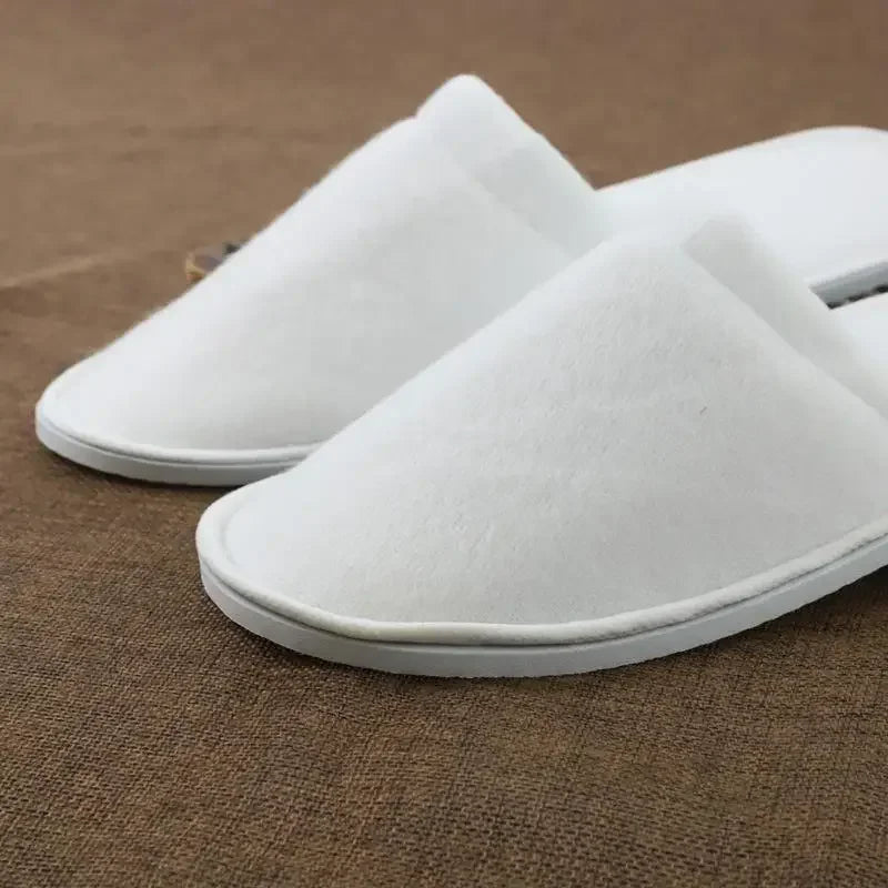 10Pairs Disposable Hotel Slippers 28x11cm White Closed Toe Anti Slip Qme