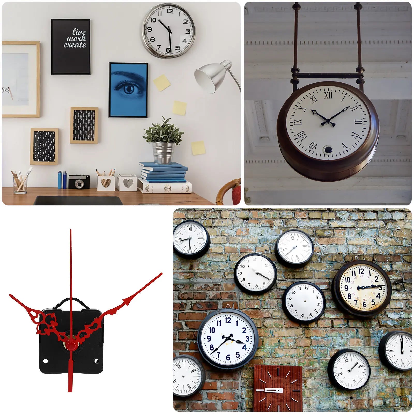 3 set Retro Mute Wall Clock Movement Kit Silent Mechanism For Diy Hanging Clocks Clock Accessories Replacement Home Decor Qme