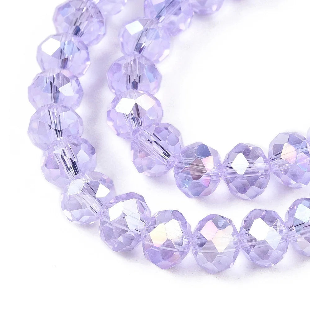 PandaHall 20strands glass Multicolor Beads AB Plated Faceted 8x6mm for DIY Jewelry Making Qme