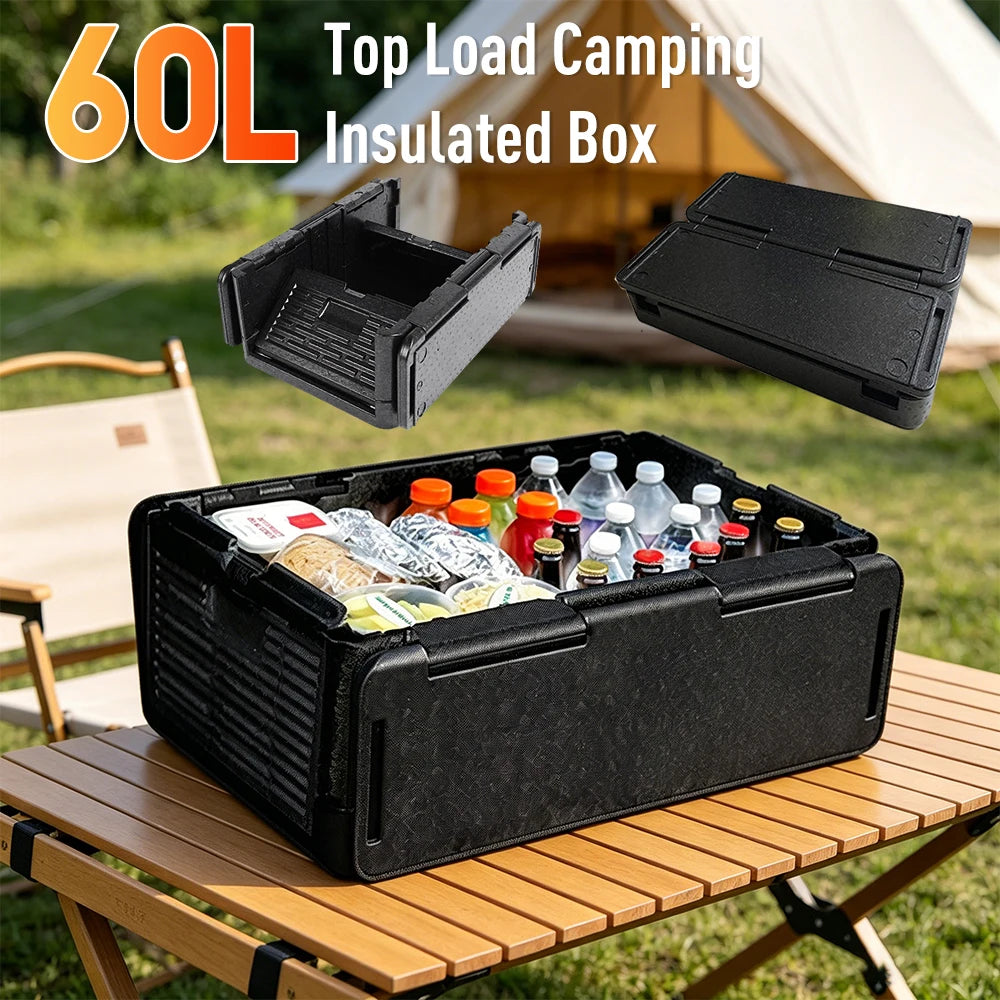 Top Load Camping Insulated Box Lightweight Foldable Cooler Fresh Box Multipurpose Outdoor Storage Box for Catering & Transport Qme
