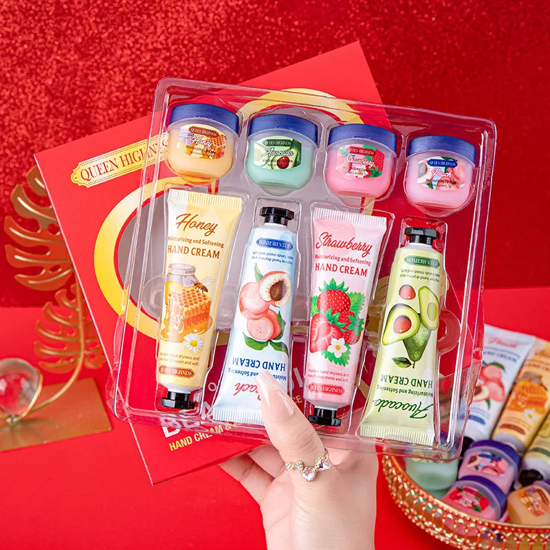 Christmas Lip Balm Hand Cream Texture Anti-cracking Moisturizing Qme 8pcs
