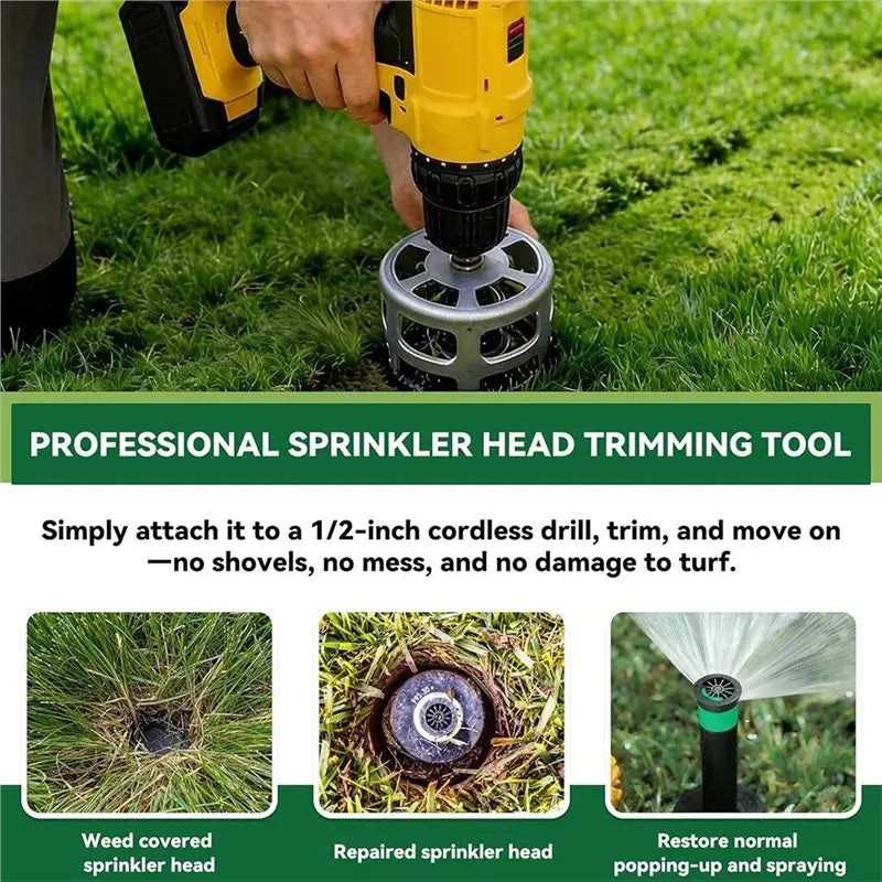 A02F-Lawn Sprinkler Cutter 2.75", For 1/2" Cordless Drill Compatible, Stainless Steel Sprinkler Head Grass Trimmer Tool Qme