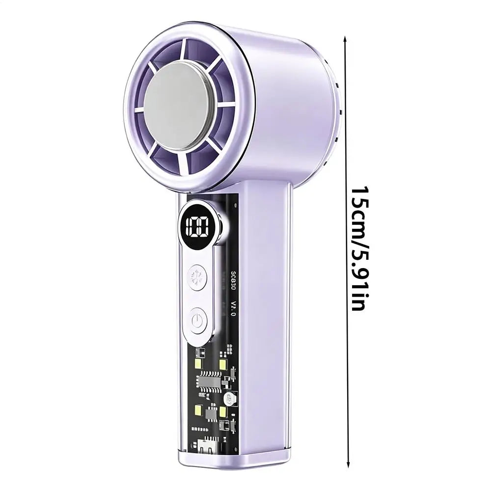 Cooling Handheld Fan 5000mAh USB Rechargeable with Lanyard 100 Speeds Handheld Mini Fan for Home Travel Dormitory Picnic Camping Qme China Mainland Purple