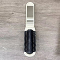 Compact Folding Hair Brush Mirror Portable Anti-static Comb Travel Qme White