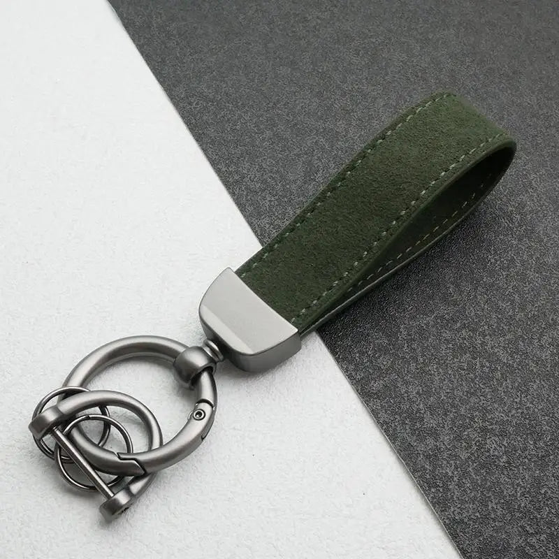 Leather Car Keychain, High-End Car Metal Key, Suede Pendant, Leather Ornament Metal Car Keychain Ring Accessories Qme A8