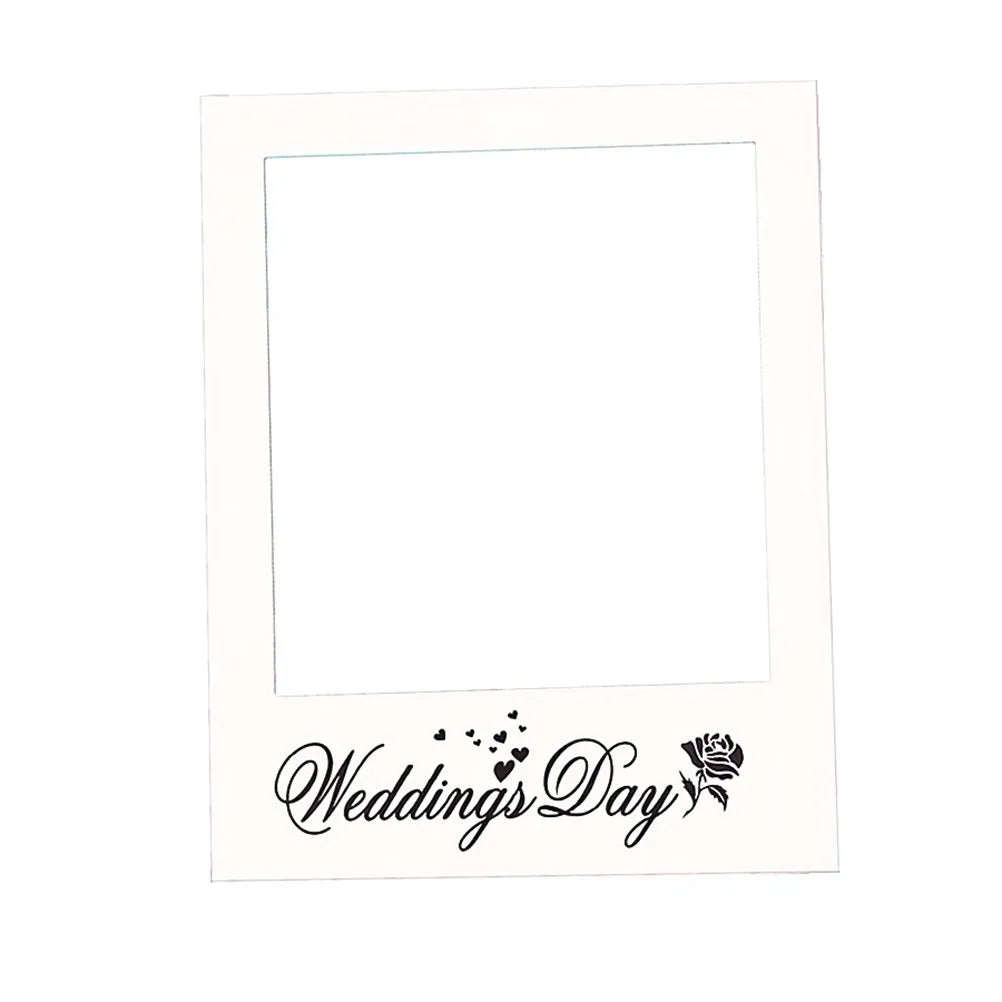 Wedding Day Photo Frame DIY Photo Props Creative Photo Booth Wedding Favors Anniversary Wedding Decoration Party Supplies (White Qme
